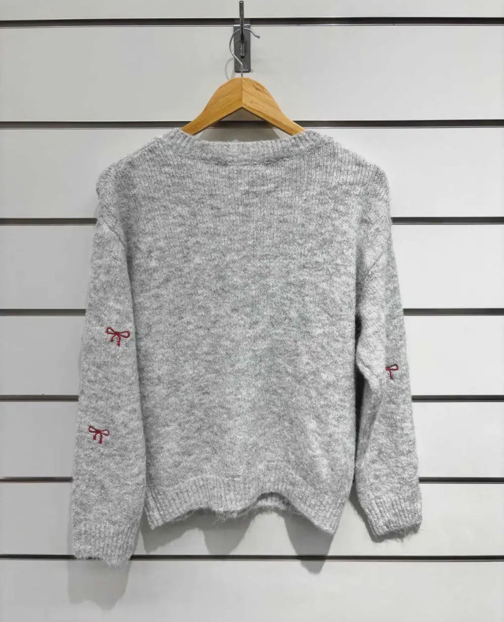 Grå cardigan med sløyfedetaljer