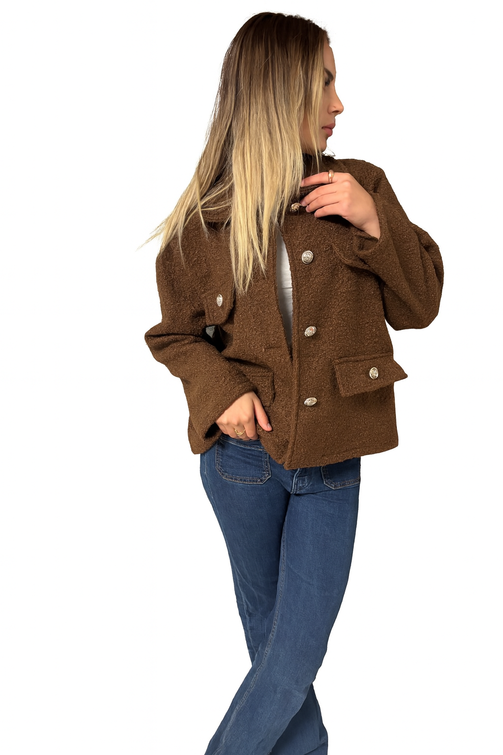 Bouclette jakke -Brun