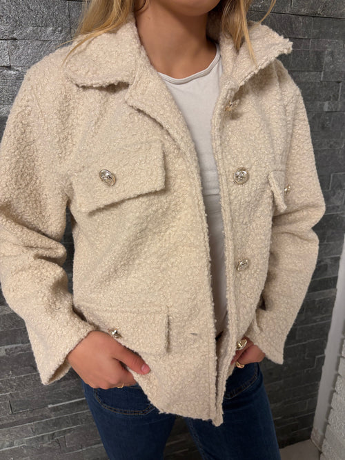 Bouclette jakke - Beige