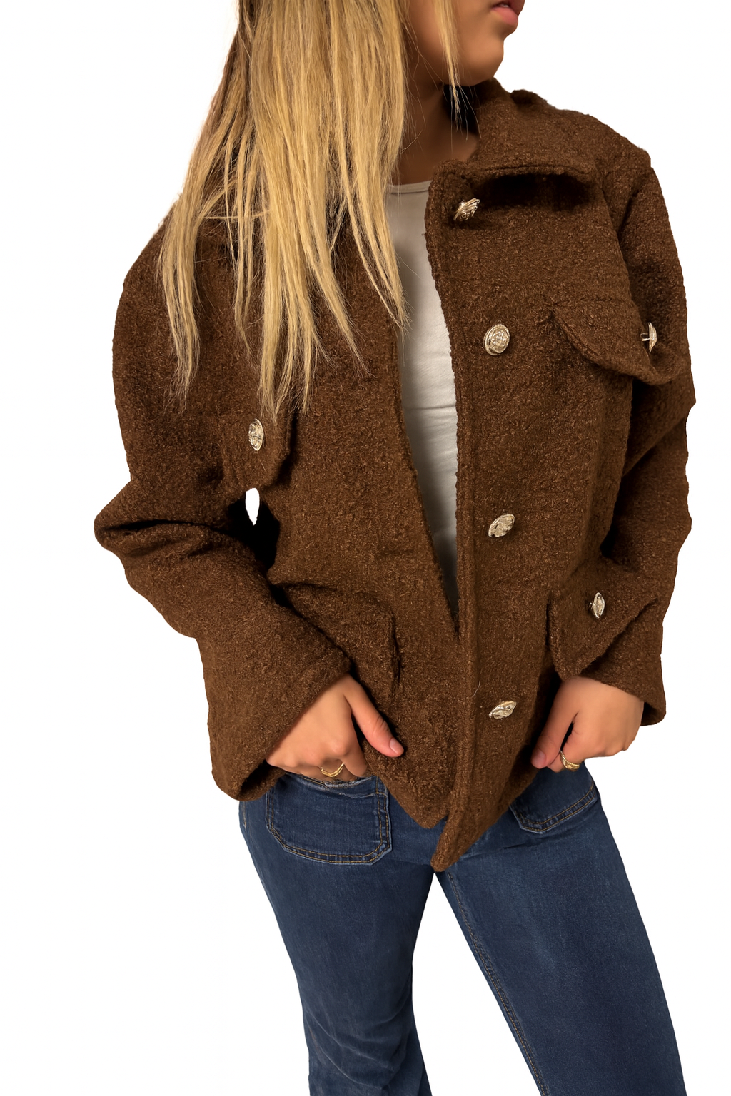 Bouclette jakke -Brun